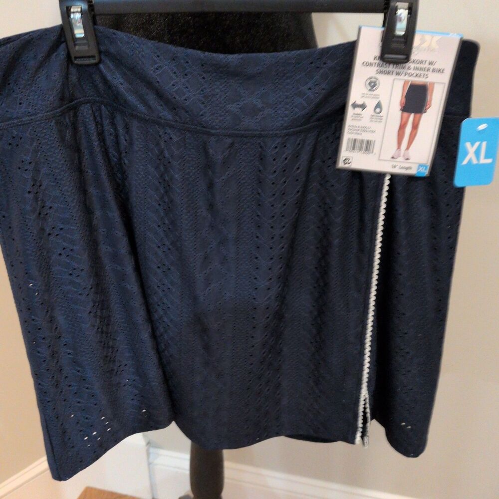RBX Athletic Skort Navy Blue XL Pull On Pockets Inner Bike Shorts Golf Tennis